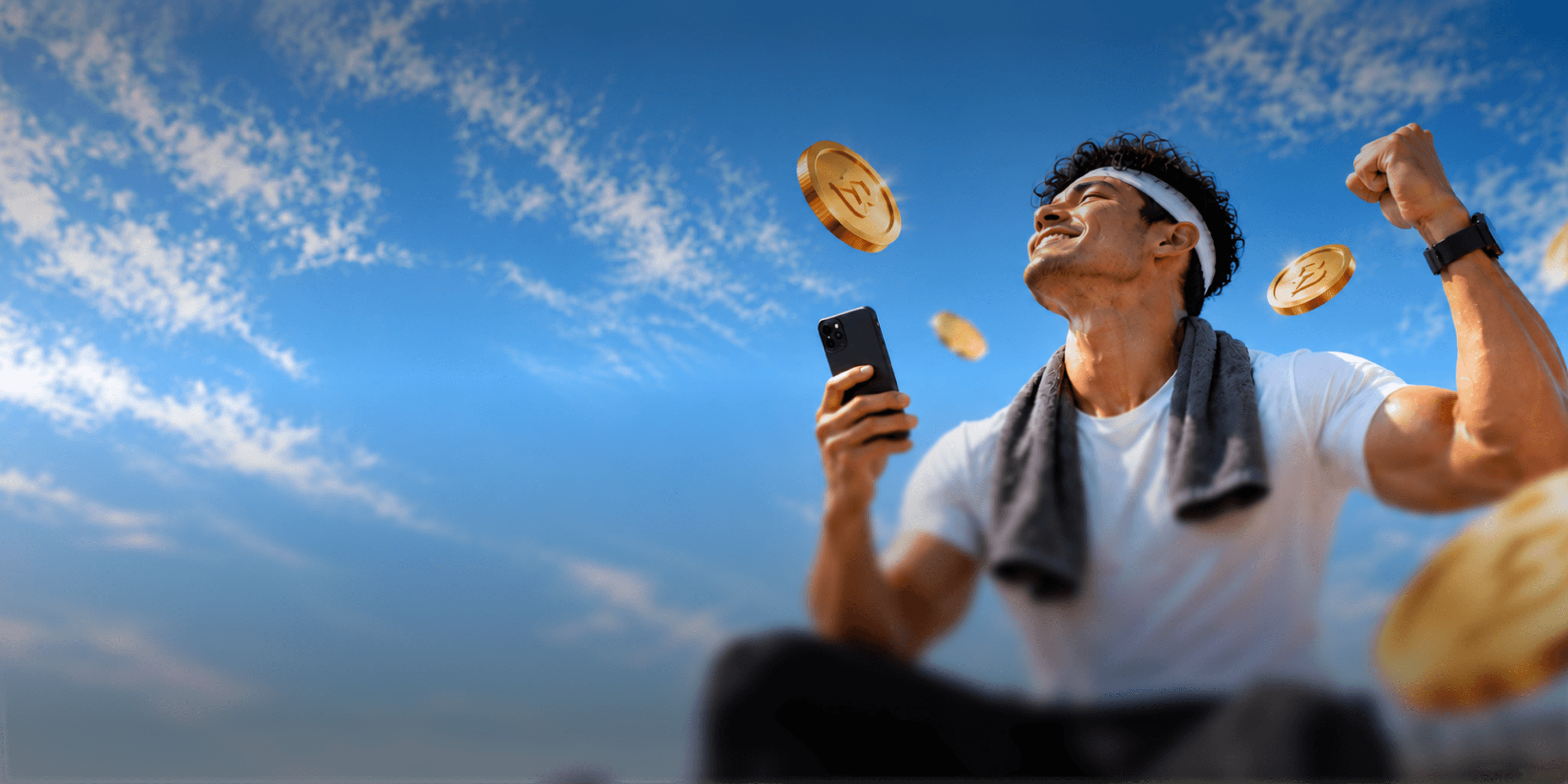 Client checking their phone as coins fall around them