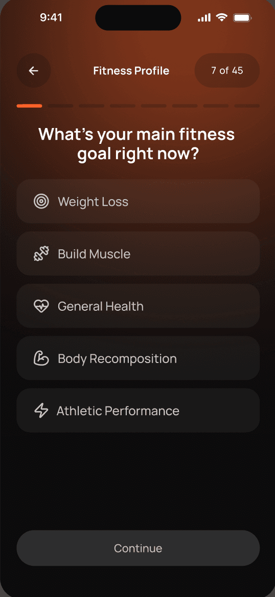 Belvl app screen: Pick the goal that matters now